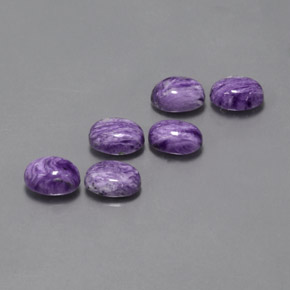 6.65 ct Violet Charoite Stone, Natural Charoite in Oval Cabochon Shape for Sale