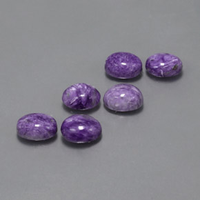7.92 ct Violet Charoite Stone, Natural Charoite in Oval Cabochon Shape for Sale