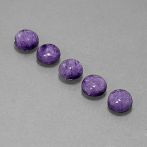 4.69 ct Violet Charoite Stone, Natural Charoite in Round Cabochon Shape for Sale