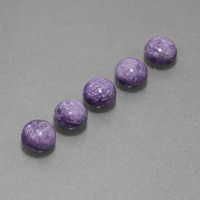 5.22 ct Violet Charoite Stone, Natural Charoite in Round Cabochon Shape for Sale