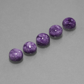 5.39 ct Violet Charoite Gemstone, Charoite Gem in Round Cabochon Shape for Sale.