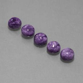5.39 ct Violet Charoite Stone, Natural Charoite in Round Cabochon Shape for Sale