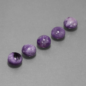 5.01 ct Violet Charoite Stone, Natural Charoite in Round Cabochon Shape for Sale
