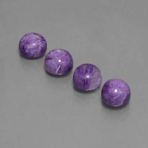 4.94 ct Violet Charoite Gemstone, Charoite Gem in Round Cabochon Shape for Sale.