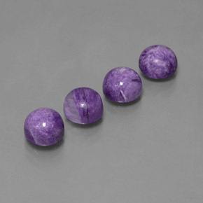 4.94 ct Violet Charoite Stone, Natural Charoite in Round Cabochon Shape for Sale
