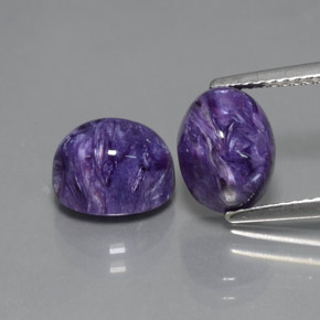 5.64 ct Violet Charoite Gemstone, Charoite Gem in Oval Cabochon Shape for Sale.