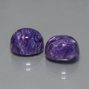 5.64 ct Violet Charoite Stone, Natural Charoite in Oval Cabochon Shape for Sale