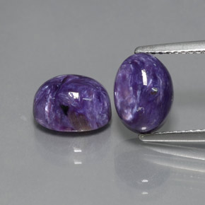 5.18 ct Violet Charoite Gemstone, Charoite Gem in Oval Cabochon Shape for Sale.
