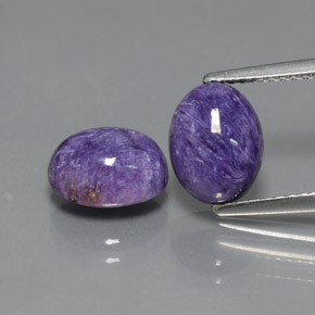 4.53 ct Violet Charoite Gemstone, Charoite Gem in Oval Cabochon Shape for Sale.