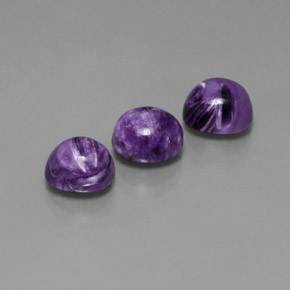 6.27 ct Violet Charoite Stone, Natural Charoite in Oval Cabochon Shape for Sale