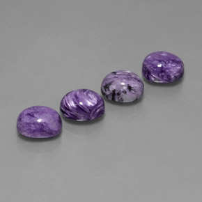 9.64 ct Violet Charoite Stone, Natural Charoite in Oval Cabochon Shape for Sale