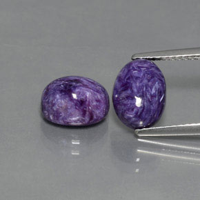 5.06 ct Violet Charoite Gemstone, Charoite Gem in Oval Cabochon Shape for Sale.