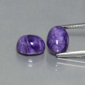 5.20 ct Violet Charoite Gemstone, Charoite Gem in Oval Cabochon Shape for Sale.