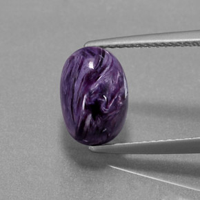 3.25 ct Violet Charoite Gemstone, Charoite Gem in Oval Cabochon Shape for Sale.