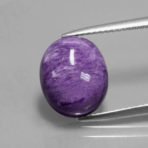 4.80 ct Violet Charoite Gemstone, Charoite Gem in Oval Cabochon Shape for Sale.