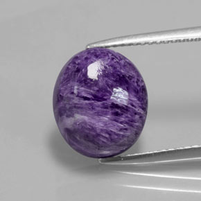 5.09 ct Violet Charoite Gemstone, Charoite Gem in Oval Cabochon Shape for Sale.