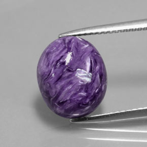 5.14 ct Violet Charoite Gemstone, Charoite Gem in Oval Cabochon Shape for Sale.