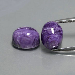 5.81 ct Violet Charoite Gemstone, Charoite Gem in Oval Cabochon Shape for Sale.