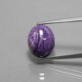 4.44 ct Violet Charoite Gemstone, Charoite Gem in Oval Cabochon Shape for Sale.