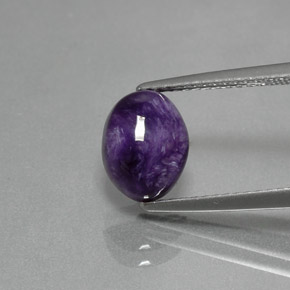 1.84 ct Violet Charoite Gemstone, Charoite Gem in Oval Cabochon Shape for Sale.