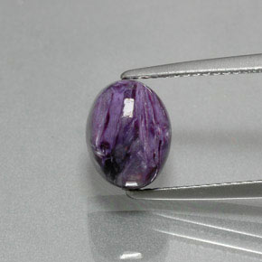 3.12 ct Violet Charoite Gemstone, Charoite Gem in Oval Cabochon Shape for Sale.