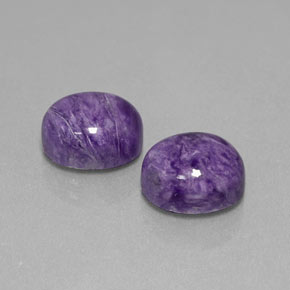 6.51 ct Violet Charoite Stone, Natural Charoite in Oval Cabochon Shape for Sale