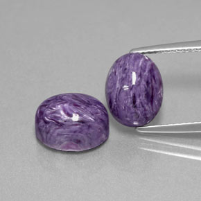 6.89 ct Violet Charoite Gemstone, Charoite Gem in Oval Cabochon Shape for Sale.