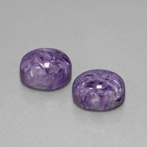 6.89 ct Violet Charoite Stone, Natural Charoite in Oval Cabochon Shape for Sale