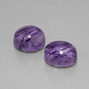 7.77 ct Violet Charoite Stone, Natural Charoite in Oval Cabochon Shape for Sale