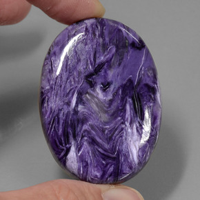 84.76 ct Violet Charoite Gemstone, Charoite Gem in Oval Cabochon Shape for Sale.