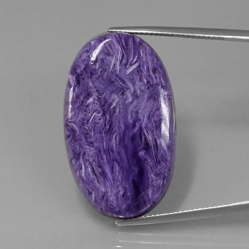 Velvet Purple Violet Charoite Gem - 34.9ct Oval Cabochon (ID: 392224)