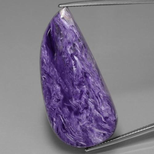 Charoïte Fantaisie en damier des États-Unis 32,38 ct, dimension 37,8x18 mm, pureté Opaque , pierre gemme naturelle Non traité, 1 pièce de charoite de couleur Violet moyen-foncé, dureté Mohs de 4.5 à 5, Photo A