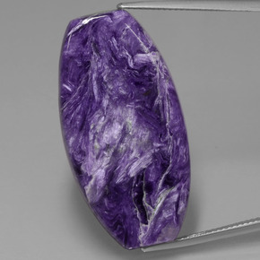 31.84 ct Violet Charoite Gemstone, Charoite Gem in Fancy Cabochon Shape for Sale.