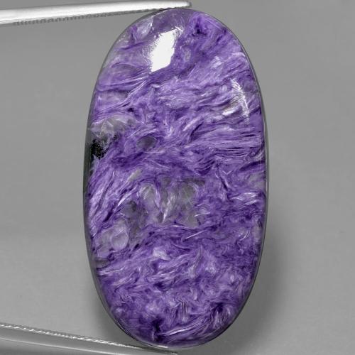 Deep Violet Charoite Gem - 49.2ct Oval Cabochon (ID: 405404)