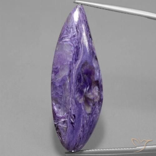36.05 ct Marquise Charoite, 41.9 x 14.8 mm From Russia, Photo A