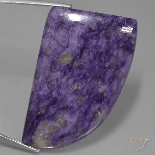 72.98 ct Violet Charoite Gemstone, Charoite Gem in Shark Fin Cabochon Shape for Sale.