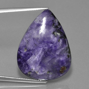 25.35 ct Violet Charoite Gemstone, Charoite Gem in Pear Cabochon Shape for Sale.