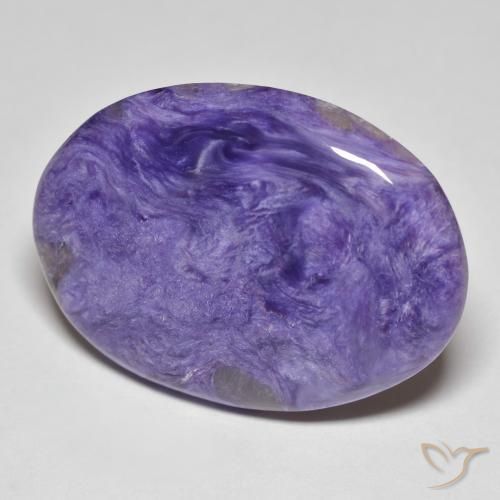 24.55 ct Violet Charoite Stone, Natural Charoite in Oval Cabochon Shape for Sale
