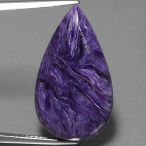 15.63 ct Violet Charoite Gemstone, Charoite Gem in Pear Cabochon Shape for Sale.