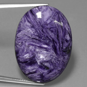31.24 ct Violet Charoite Gemstone, Charoite Gem in Oval Cabochon Shape for Sale.