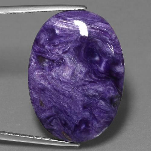 Charoite viola taglio ovale da 32,9 ct dalla Russia, dimensione 29,3 x 21,4mm, pietra preziosa naturale non trattati , purezza Opaque, Charoite Ovale cabochon da 1 pz, durezza Mohs di 4,5 - 5, Photo A