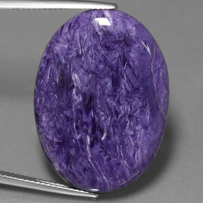 27.82 ct Violet Charoite Gemstone, Charoite Gem in Oval Cabochon Shape for Sale.