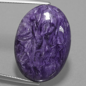 22.22 ct Violet Charoite Gemstone, Charoite Gem in Oval Cabochon Shape for Sale.