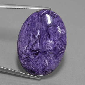 Deep Violet Charoite Gem - 30.8ct Oval Cabochon (ID: 452217)