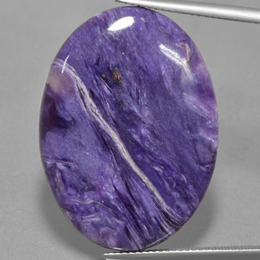 24.64 ct Violet Charoite Gemstone, Charoite Gem in Oval Cabochon Shape for Sale.