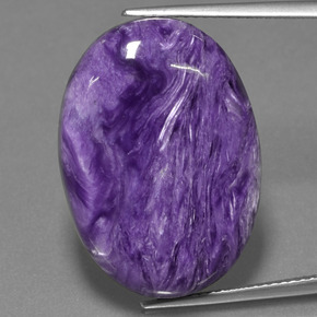 22.78 ct Violet Charoite Gemstone, Charoite Gem in Oval Cabochon Shape for Sale.