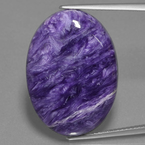 21.21 ct Violet Charoite Gemstone, Charoite Gem in Oval Cabochon Shape for Sale.