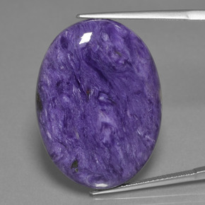 31.59 ct Violet Charoite Gemstone, Charoite Gem in Oval Cabochon Shape for Sale.