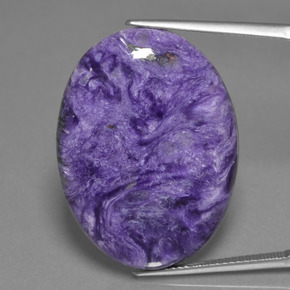 31.76 ct Violet Charoite Gemstone, Charoite Gem in Oval Cabochon Shape for Sale.