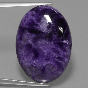 21.85 ct Violet Charoite Gemstone, Charoite Gem in Oval Cabochon Shape for Sale.